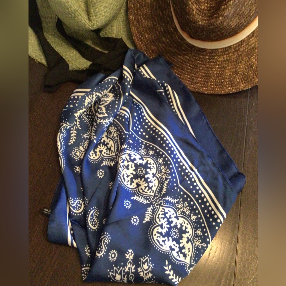 NEW! Boho  navy silky scarf